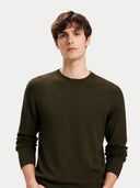 Timeless Crewneck Cashmere Sweater Avocado - Gobi Cashmere #color_avocado