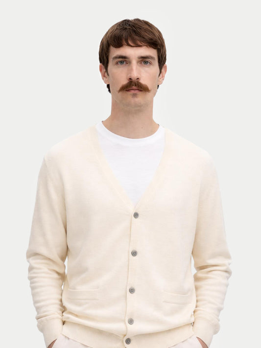 Essential Cashmere V-Neck Cardigan Marshmallow - Gobi Cashmere