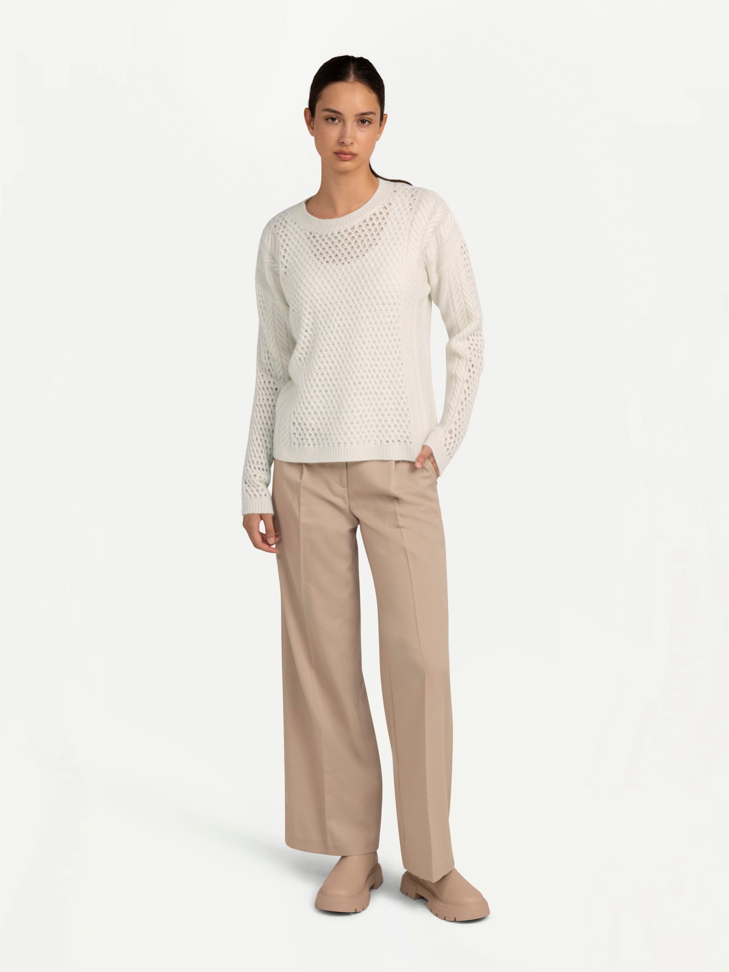 Organic Color Cable-Knit Cashmere Sweater