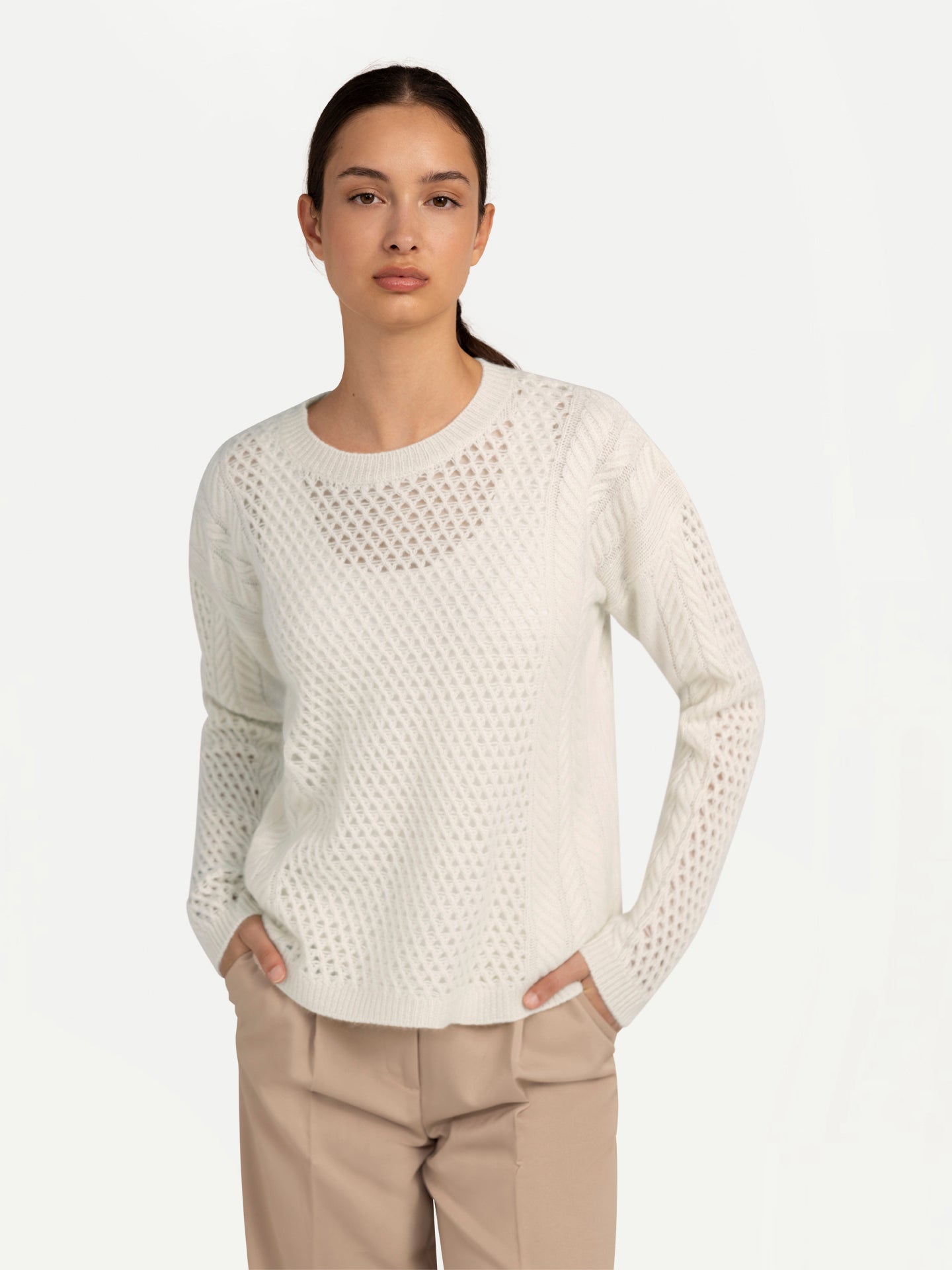 Organic Color Cable-Knit Cashmere Sweater