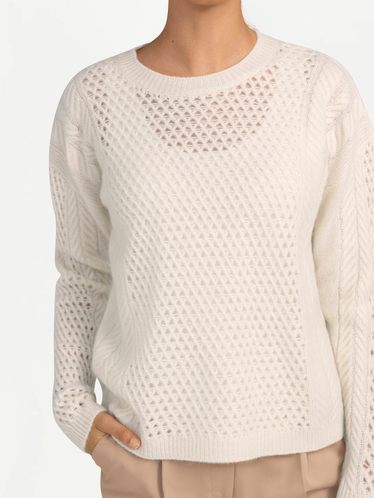 Organic Color Cable-Knit Cashmere Sweater