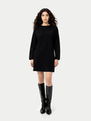 C-Neck Knit Dress Black - Gobi Cashmere #color_black