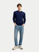 Cashmere Silk C-Neck Sweater Mood Indigo - Gobi Cashmere #color_mood-indigo