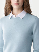 Essential Cashmere Crewneck Sweater Cloud Blue - Gobi Cashmere #color_cloud-blue