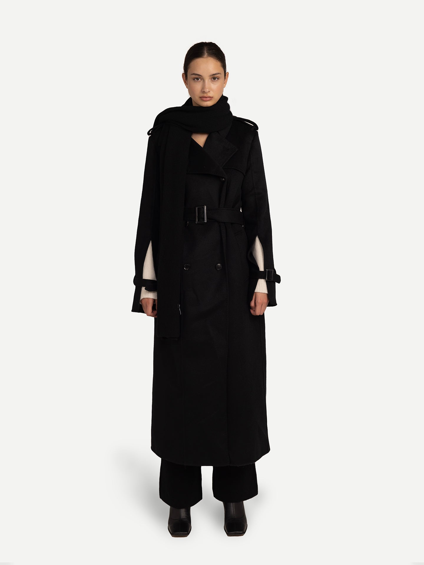 Unisex Oversized Cashmere Scarf Black - Gobi Cashmere