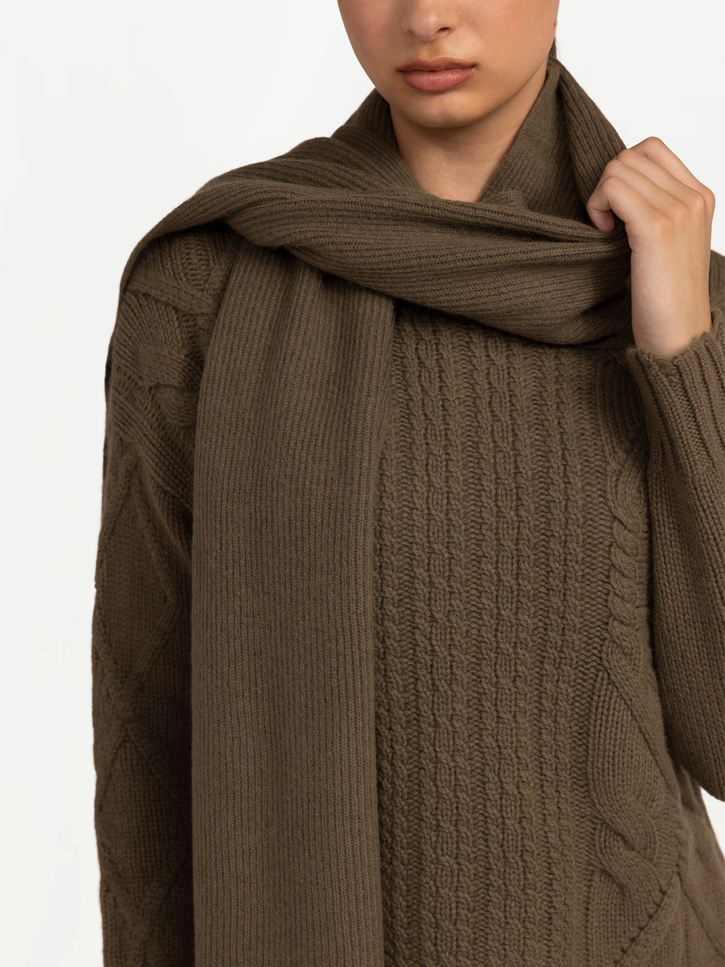 Unisex Oversized Cashmere Scarf Burnt Olive - Gobi Cashmere