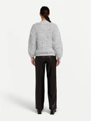 back view of a Loop-Stitch Cashmere Cardigan Silver Birch - Gobi Cashmere #color_silver-birch