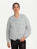 front view of a gray Loop-Stitch Cashmere Cardigan Silver Birch - Gobi Cashmere #color_silver-birch