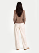 Organic Color Essential Cashmere Crewneck Cardigan Taupe - Gobi Cashmere #color_taupe