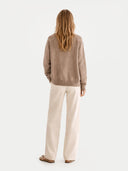 back view of a beige cardigan and light-colored pants on a white background #color_taupe