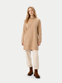 Organic Color C-Neck Knit Dress Beige - Gobi Cashmere #color_beige