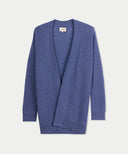 Blue cardigan on a light gray background
