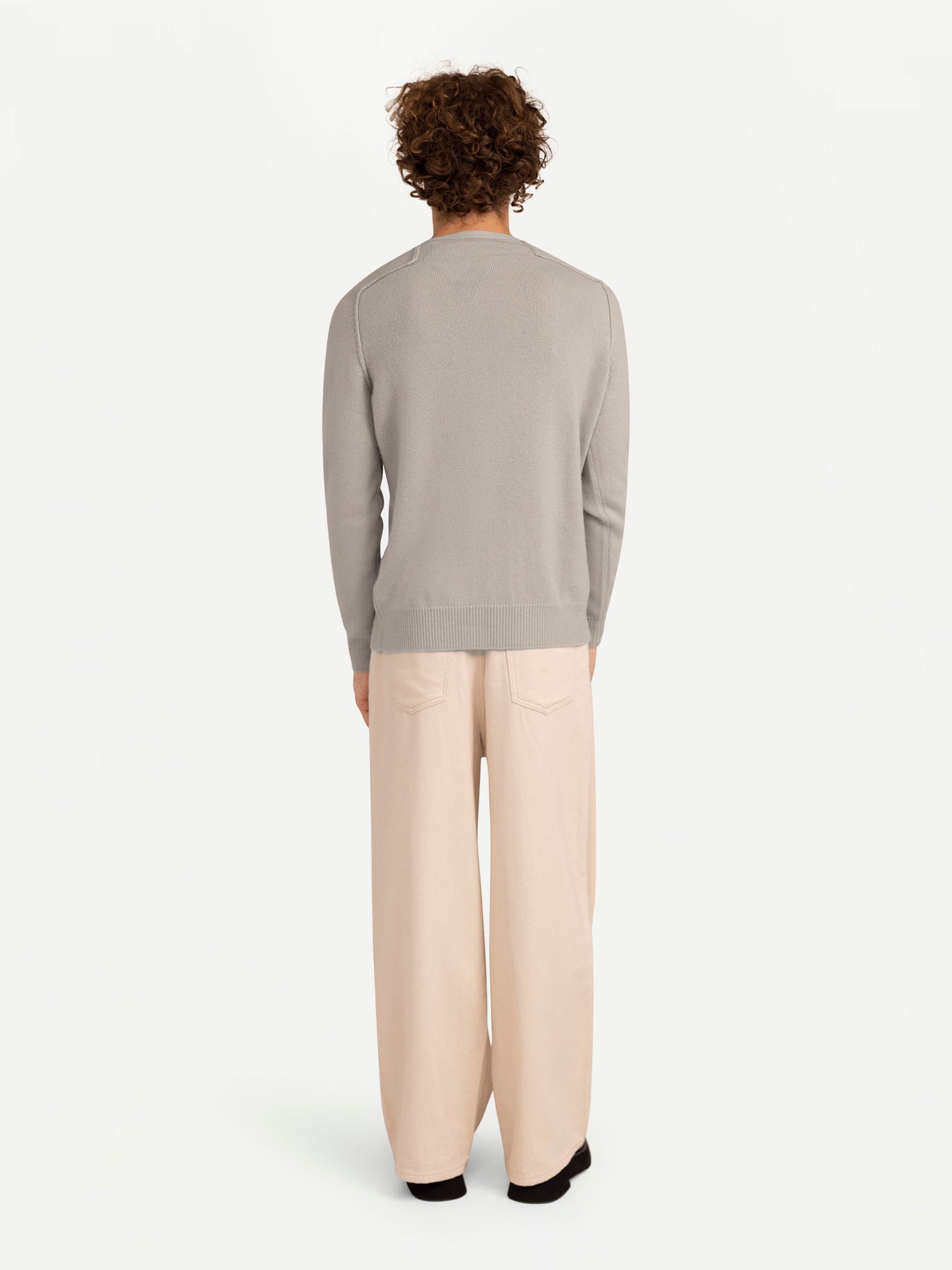 Men's Cashmere Mouliné Crew-Neck Chateau Gray - Gobi Cashmere