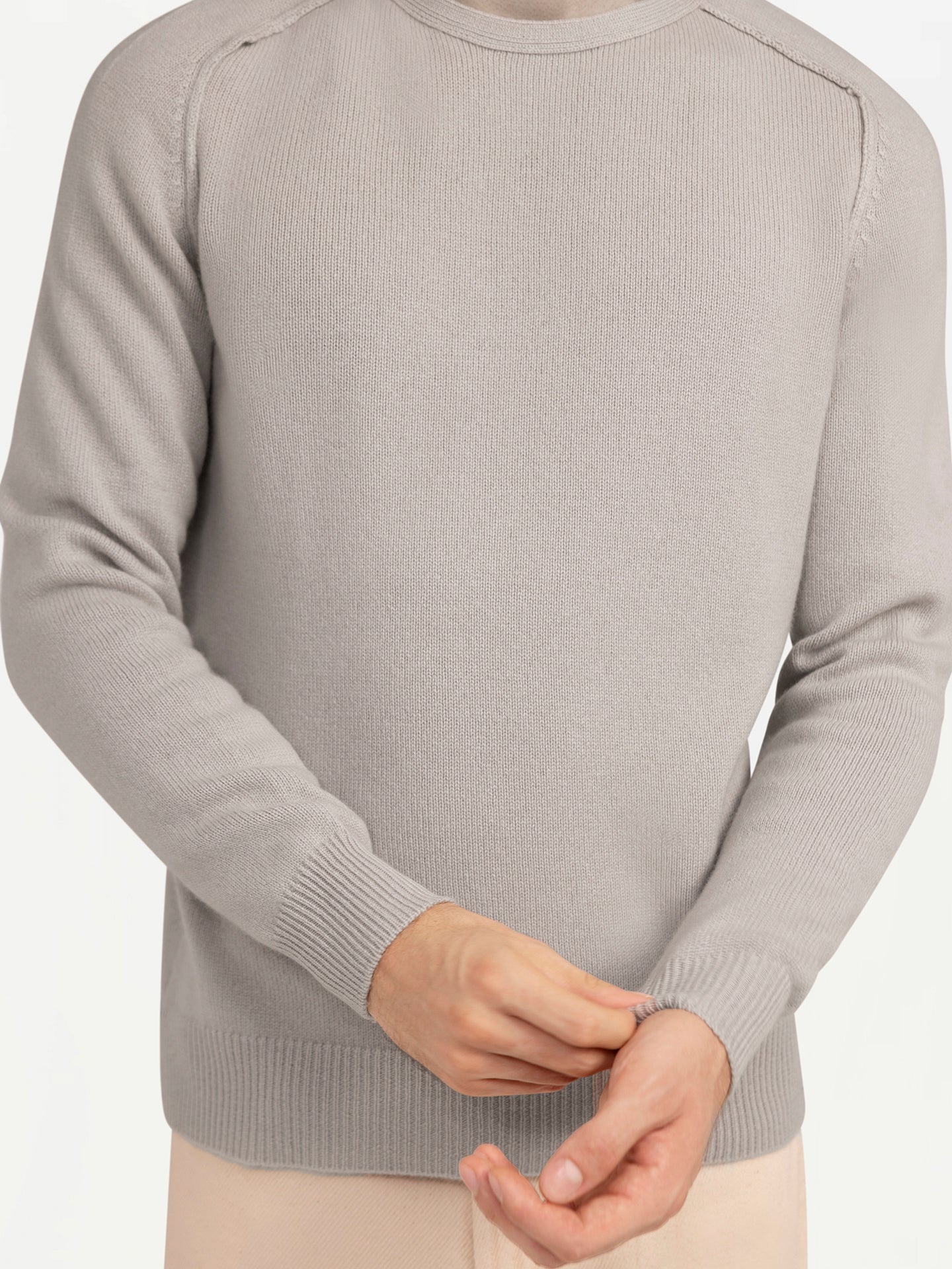 Men's Cashmere Mouliné Crew-Neck Chateau Gray - Gobi Cashmere