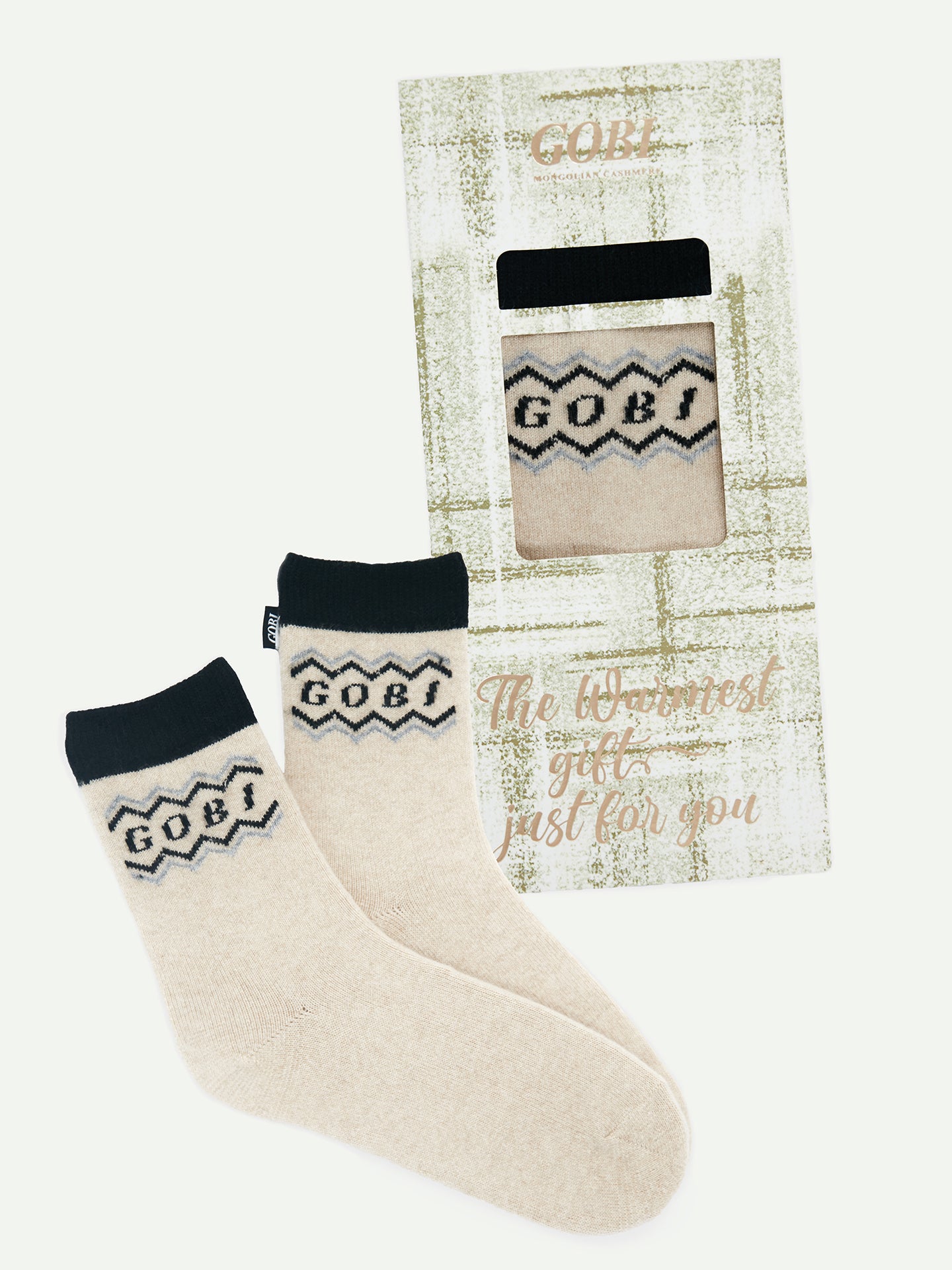 Unisex Alpine Cashmere Socks Beige - Gobi Cashmere