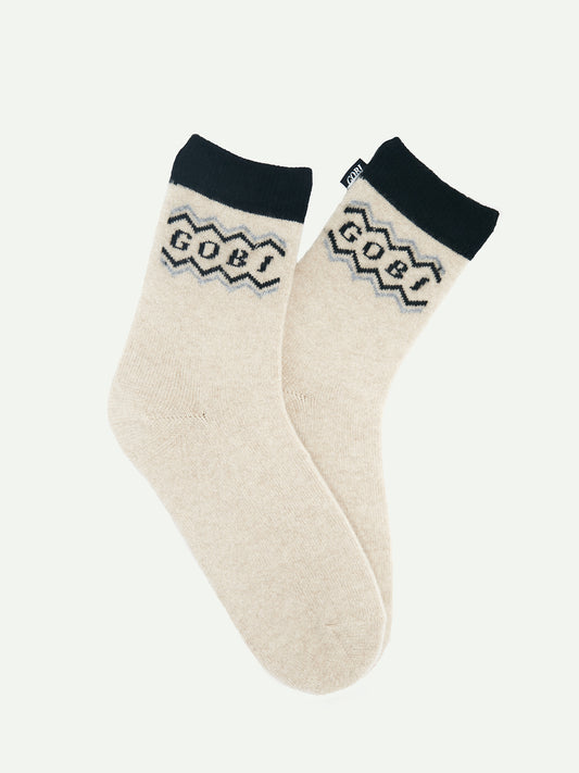 Unisex Alpine Cashmere Socks Beige - Gobi Cashmere