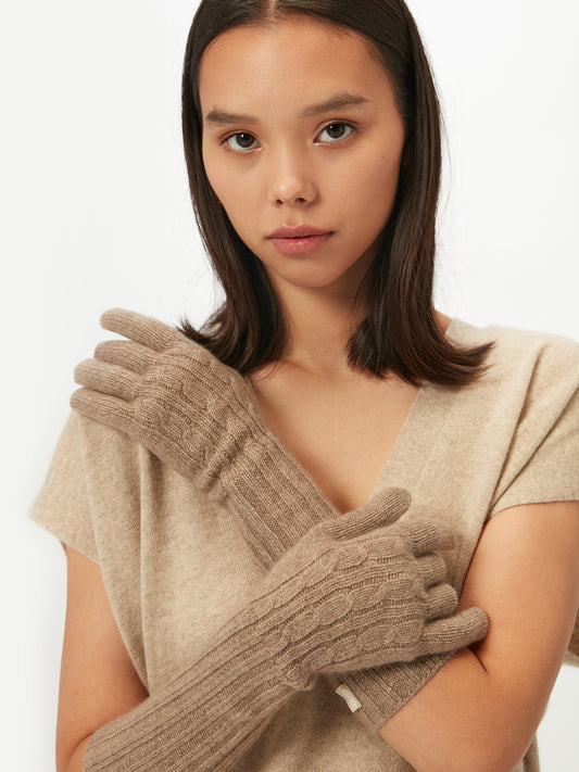 Women's Organic Cashmere Gloves Taupe - Gobi Cashmere