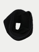 Black rolled knitted scarf on a white background #color_black