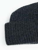 Dark gray knit beanie on a white background #color_charcaol