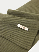 Green knit beanie with 'Gobi' label on a light gray background #color_avocado