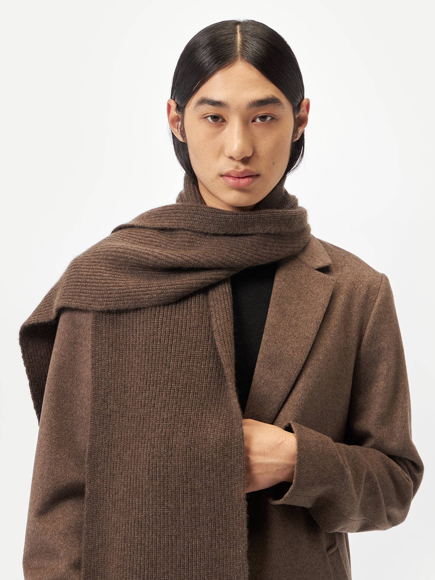 Unisex Cashmere Fishermen Knit Scarf Cocoa - Gobi Cashmere