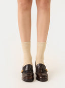 front view of beige socks with heels on a white background #color_beige