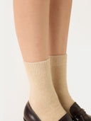 Beige Cashmere Unisex Jersey Knit Bed Socks - Gobi Cashmere #color_beige