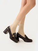 Beige Cashmere Unisex Jersey Knit Bed Socks - Gobi Cashmere #color_beige