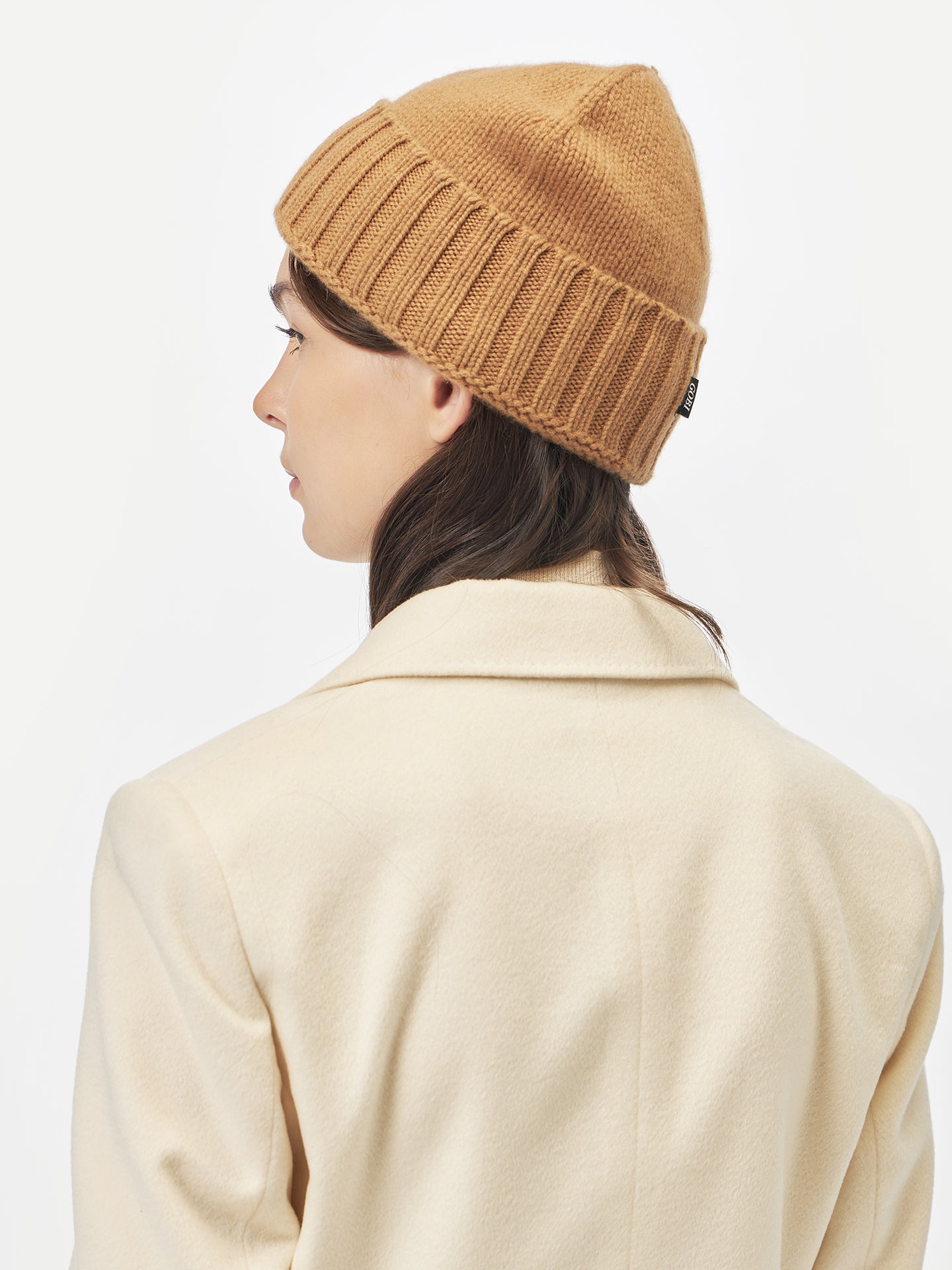 Unisex Cashmere Basic Beanie Almond - Gobi Cashmere