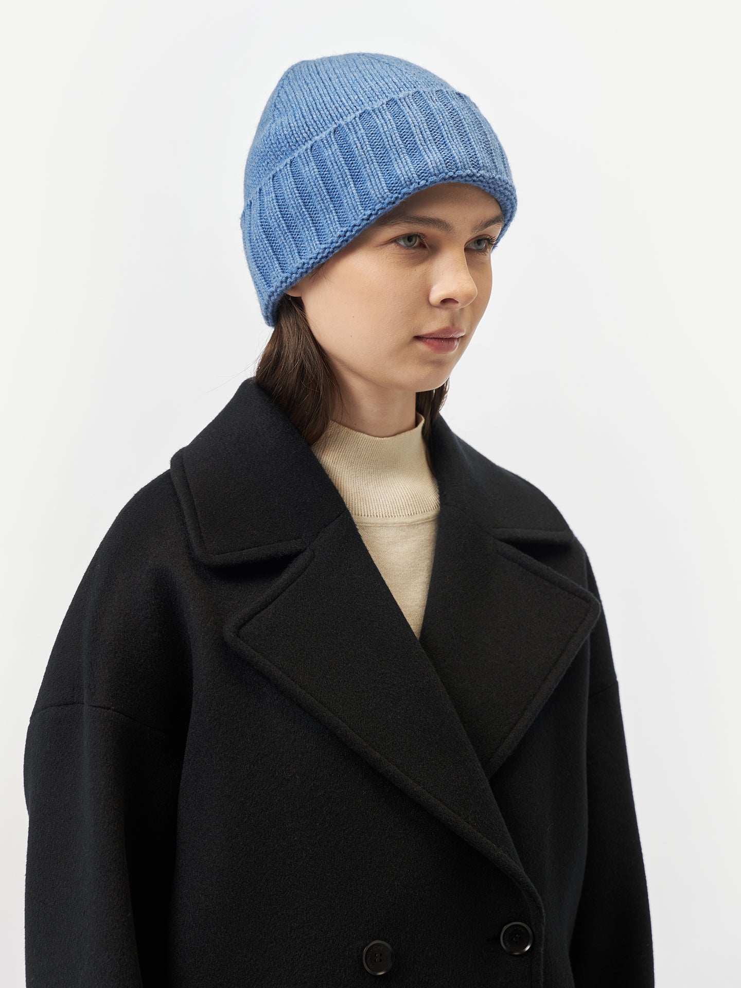 Cashmere Rib Knit Hat /Unisex/