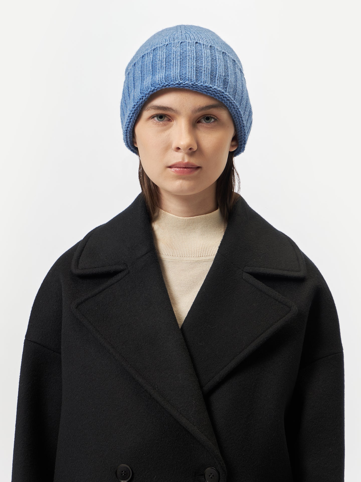 Cashmere Rib Knit Hat /Unisex/