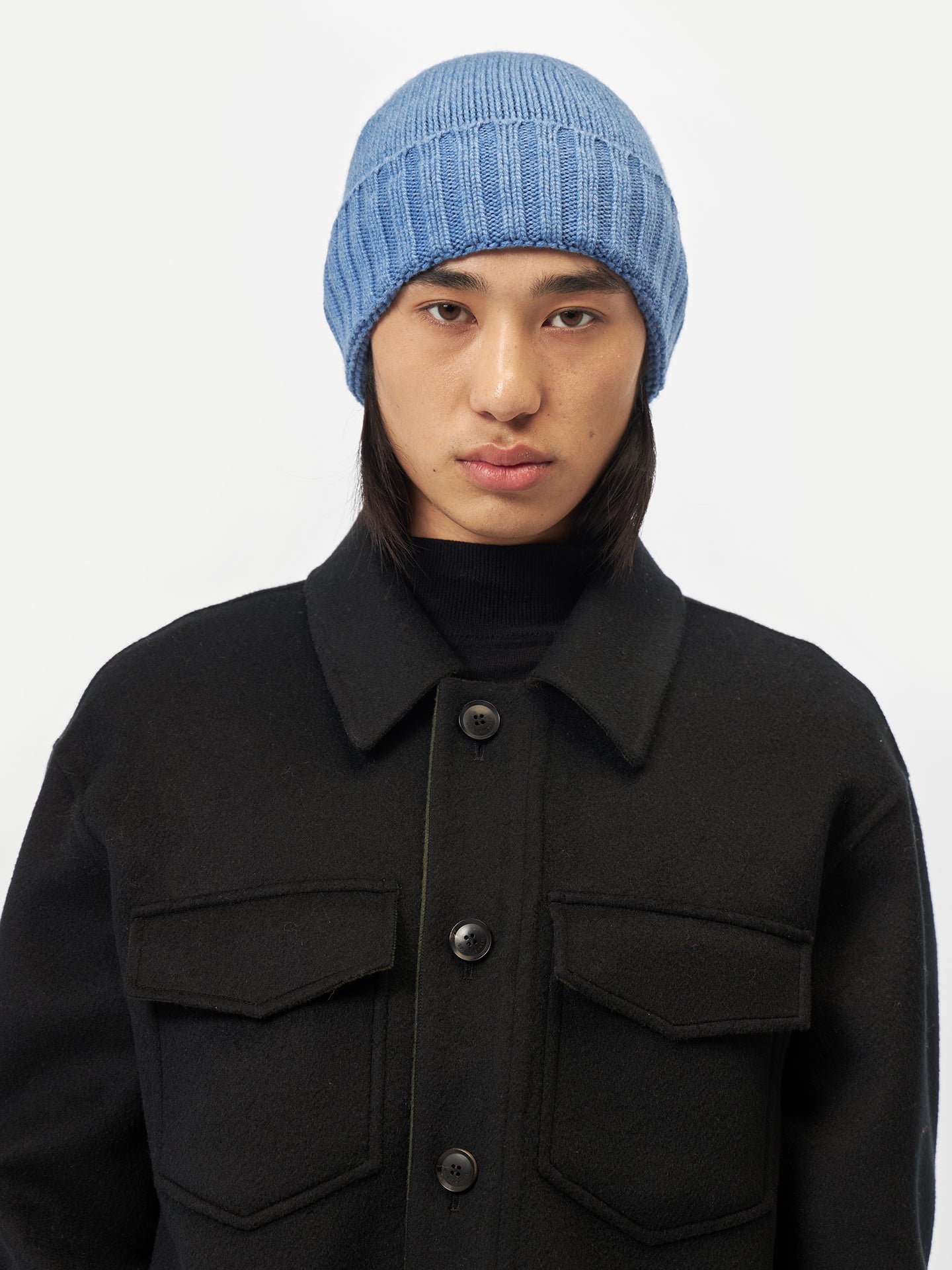 Cashmere Rib Knit Hat /Unisex/