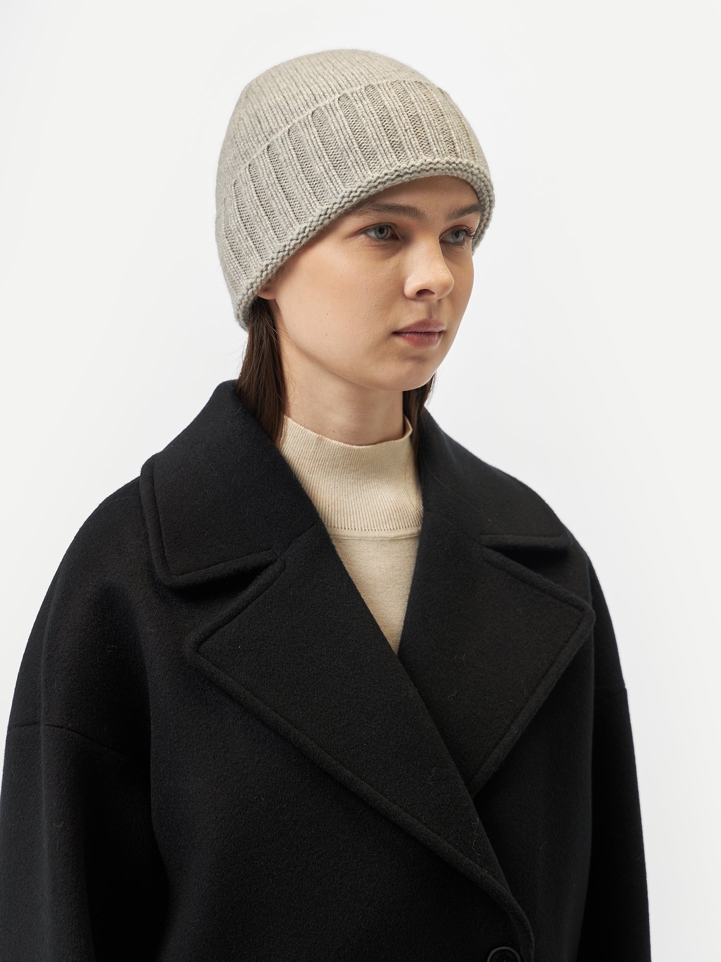 Cashmere Rib Knit Hat /Unisex/