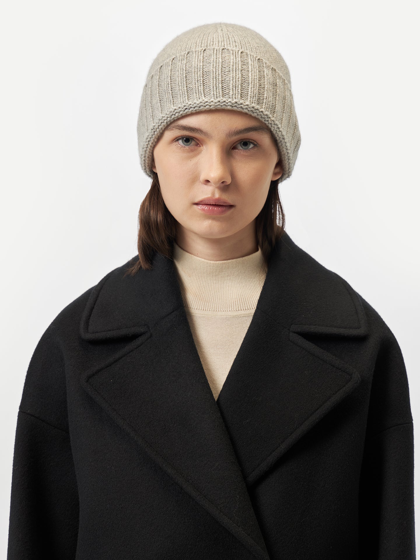 Cashmere Rib Knit Hat /Unisex/