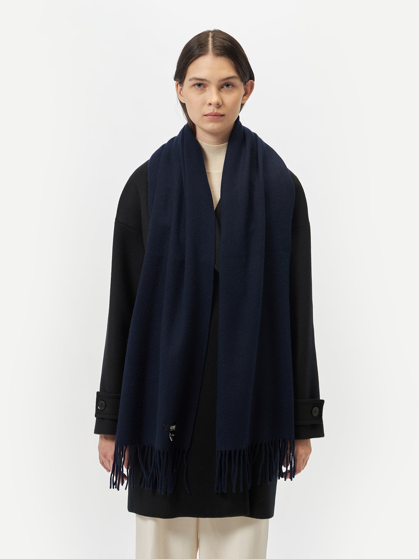 Men's Cashmere Fringe Scarf Navy - Gobi Cashmere