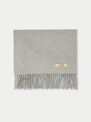 Gray scarf with fringes and 'Gobi' label on a white background #color_high-rise