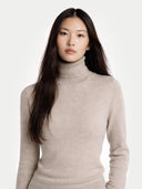 Organic Color Essential Cashmere Turtleneck Sweater Taupe - Gobi Cashmere #color_taupe