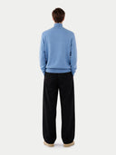 Essential Mock Neck Cashmere Sweater Azure Blue - Gobi Cashmere #color_azure-blue
