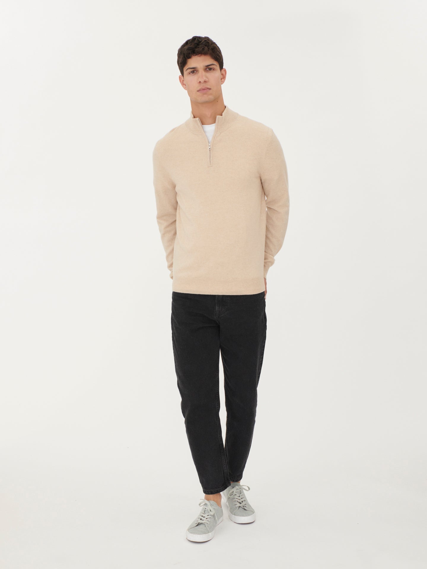 Organic Cashmere Color Half-Zip Sweater