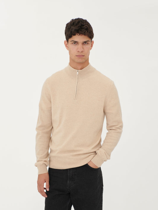 Organic Cashmere Color Half-Zip Sweater