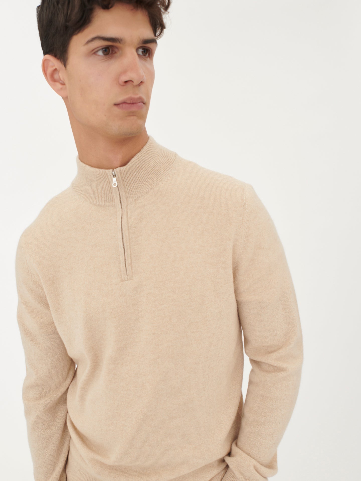 Organic Cashmere Color Half-Zip Sweater