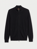Navy blue jacket with horizontal striped pattern on a white background.