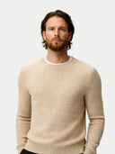 Man wearing a beige sweater on a white background #color_warm-grey
