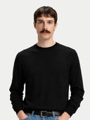 Cashmere Silk C-Neck Sweater Black - Gobi Cashmere #color_black