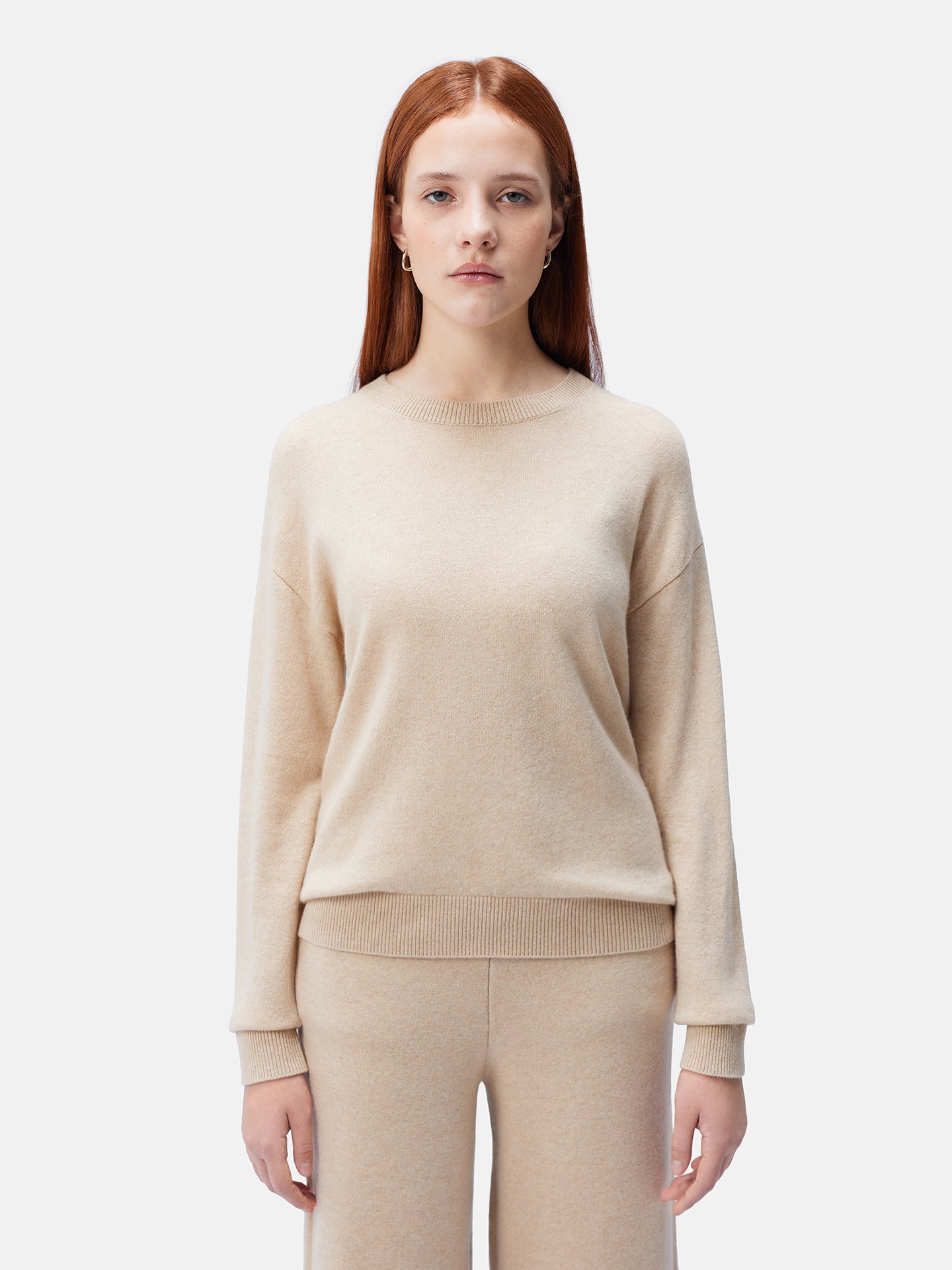 Women's Asymmetrical Cashmere Sweater Beige - Gobi Cashmere