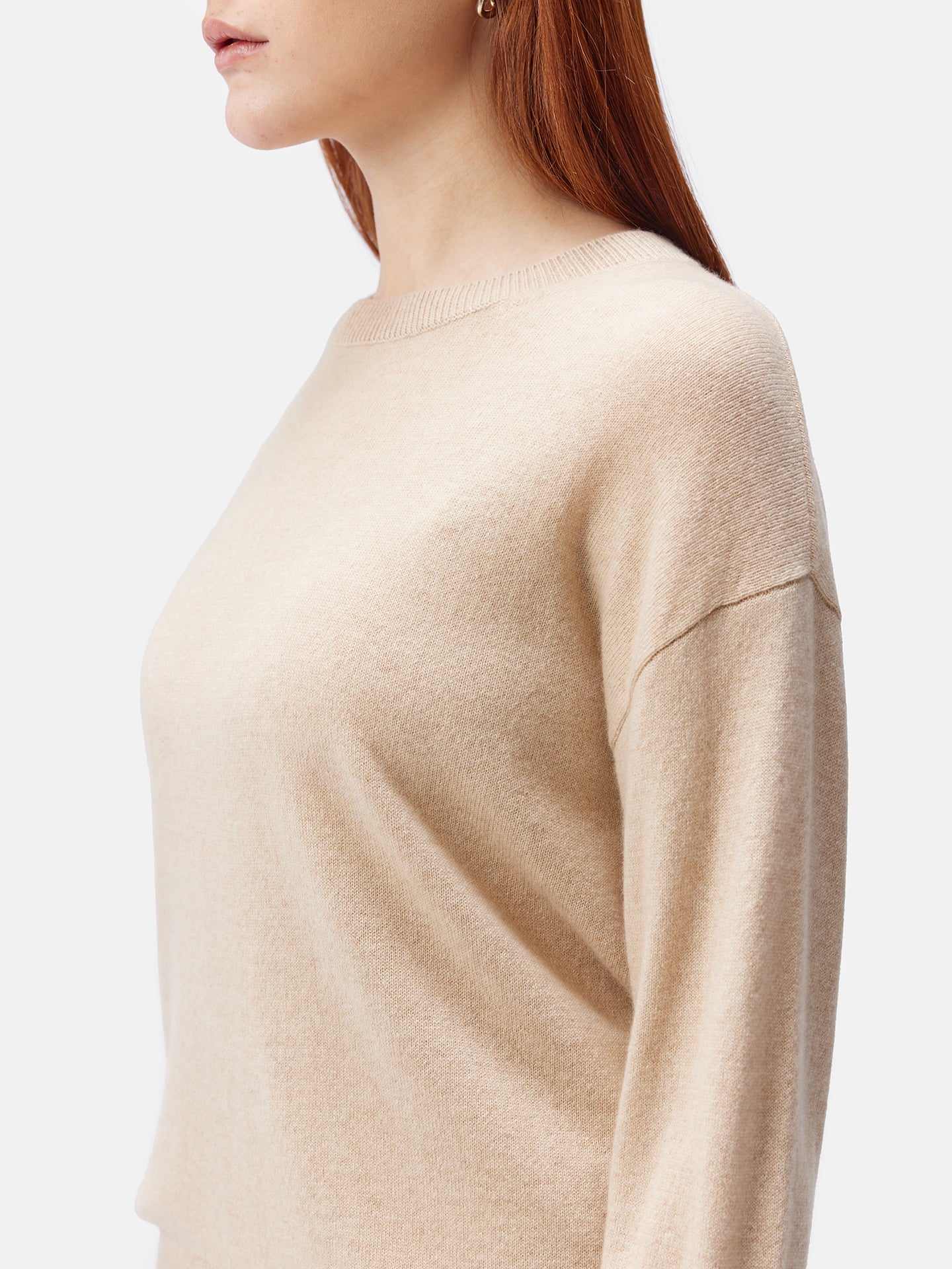 Women's Asymmetrical Cashmere Sweater Beige - Gobi Cashmere