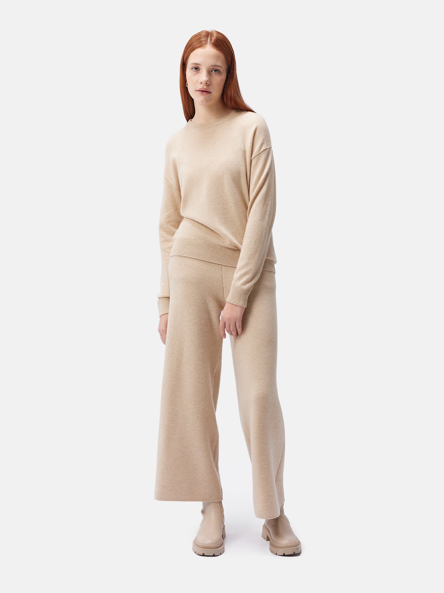 Women's Asymmetrical Cashmere Sweater Beige - Gobi Cashmere