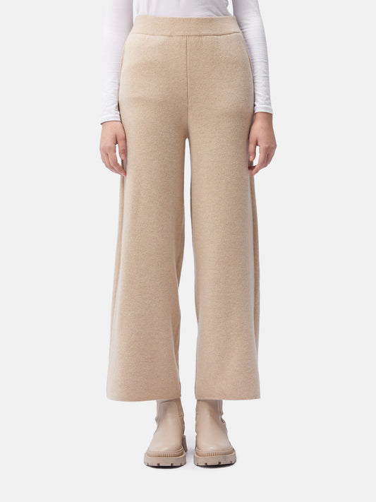 Women's Cashmere Wide-Leg Pants Beige - Gobi Cashmere