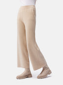 side view of a beige wide-leg, knee-length pants #color_beige