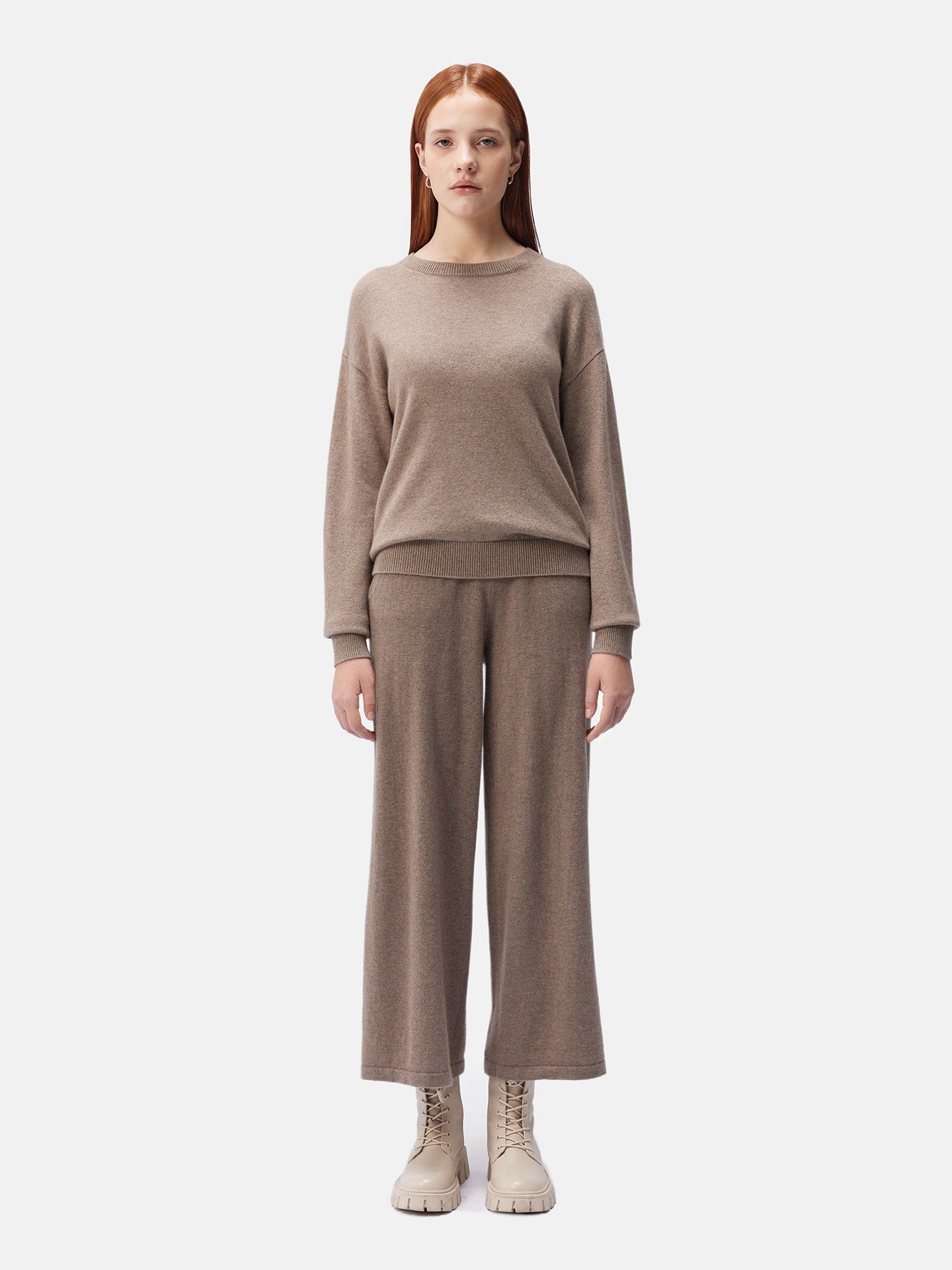 Women's Asymmetrical Cashmere Sweater Taupe - Gobi Cashmere
